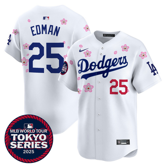 Men Los Angeles Dodgers #25 Edman Tokyo Series 2025 white Limited Stitched Jersey style 2